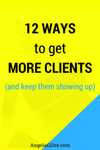 12 Ways to get More Clients and keep Showing Up. Starting your own business is fun! But when rubber hits the road and getting clients to keep your doors open now that can be stressful. In today?s blog post, I am going to share with you 12 powerful strategies that help you get more clients. In fact, if you want to be solidly booked, then you have landed in the right spot