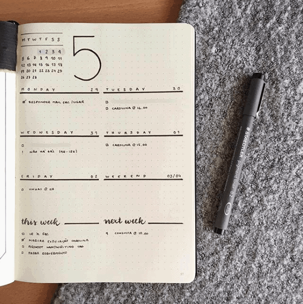 13 Minimalist Bullet Journal Weekly Spread And Layout Ideas - Angela Giles