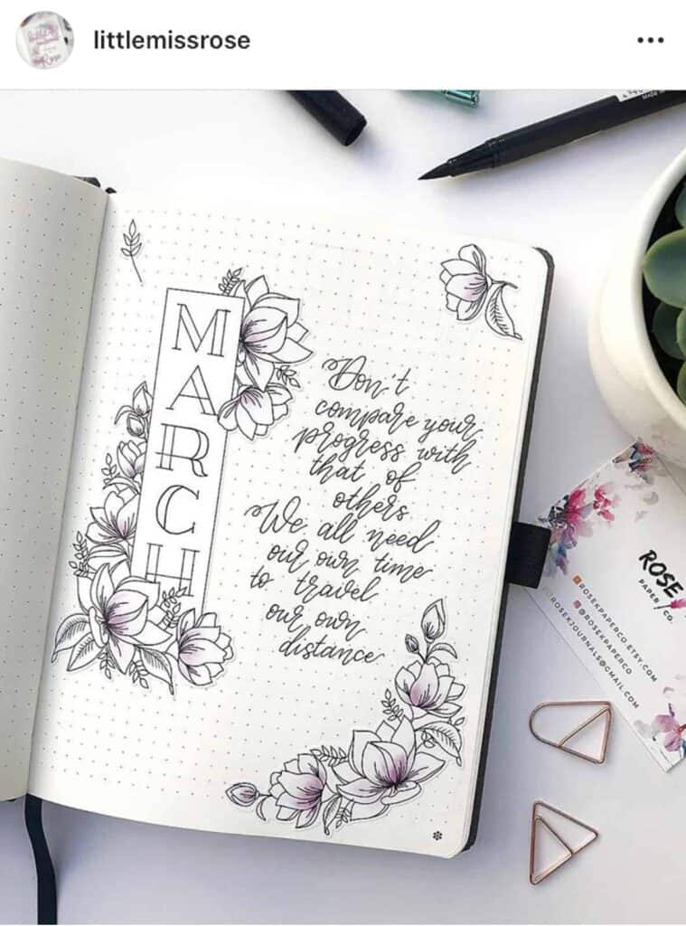 18 Minimalist Flower Bullet Journal Designs | Angela Giles