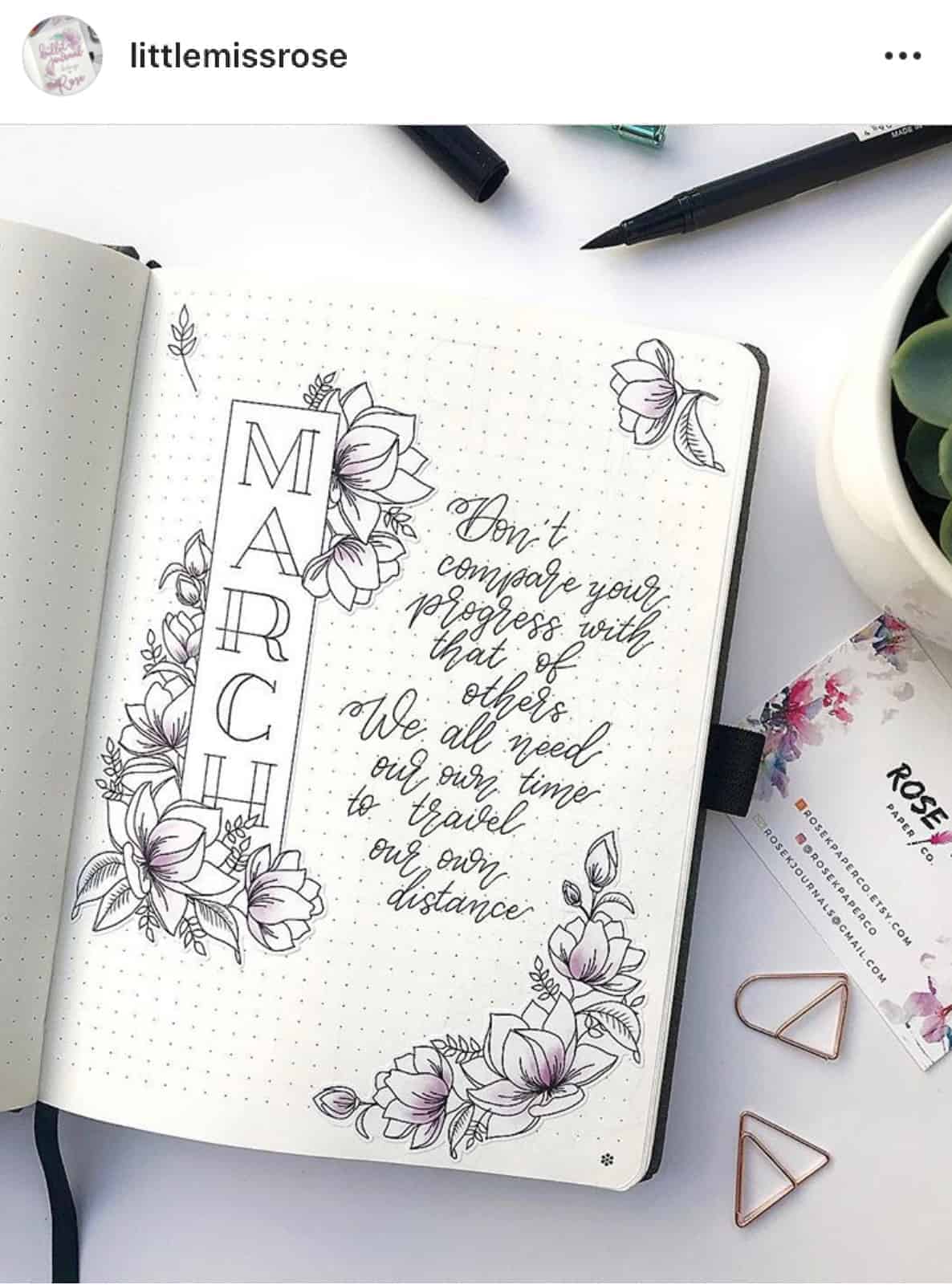 18 Minimalist Flower Bullet Journal Designs - Angela Giles