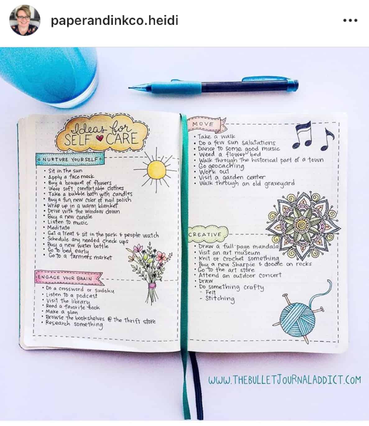 19 Inspirational Bullet Journal Pages That Foster Self-care - Angela Giles