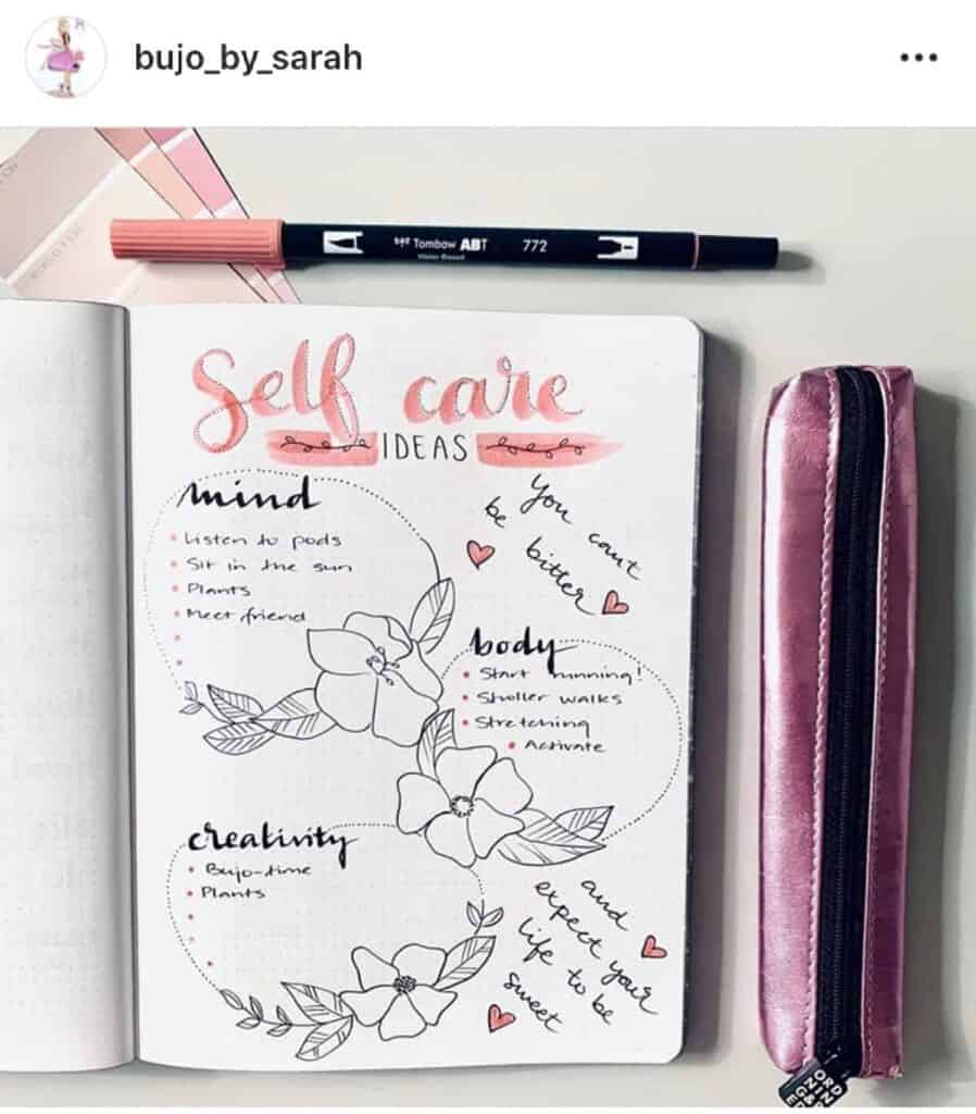 First ever Bullet Journal - Self Care Page for a healthy and compassionate  2022 : r/bulletjournal