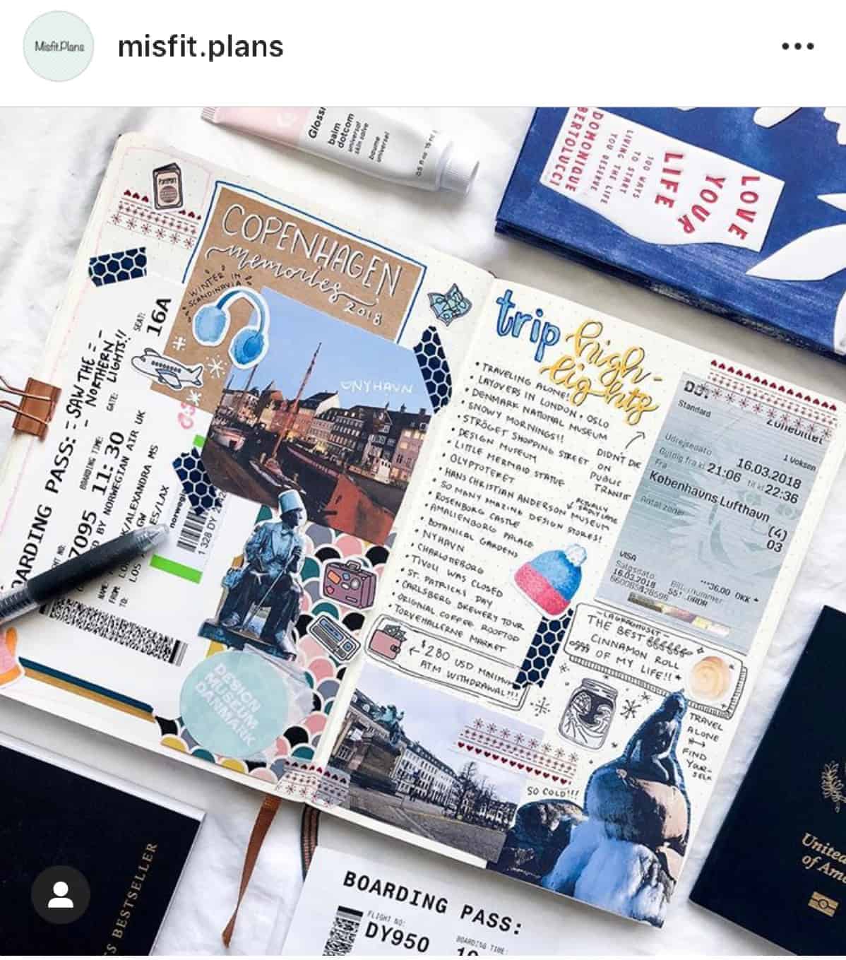 bullet journal travel page