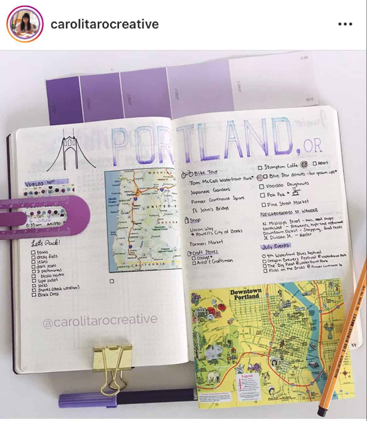 Travel Bullet Journal Ideas and Inspo