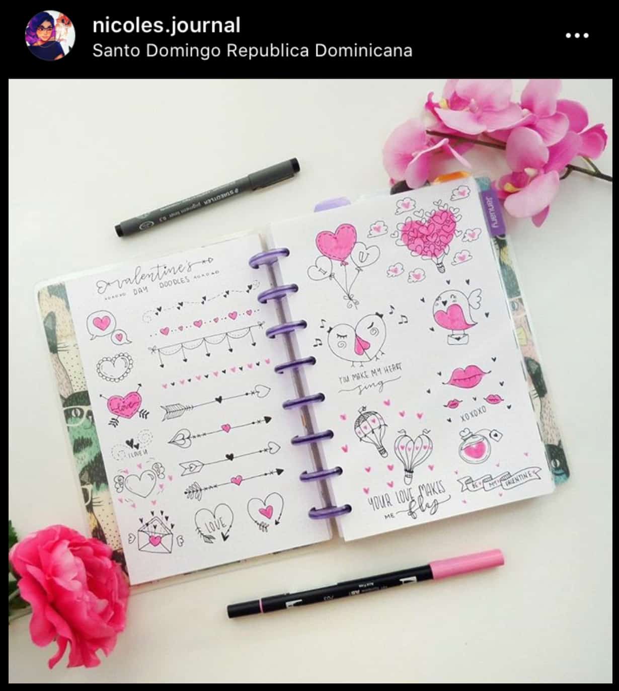 Valentine's Day Doodle Clip Art - Valentine Bullet Journal