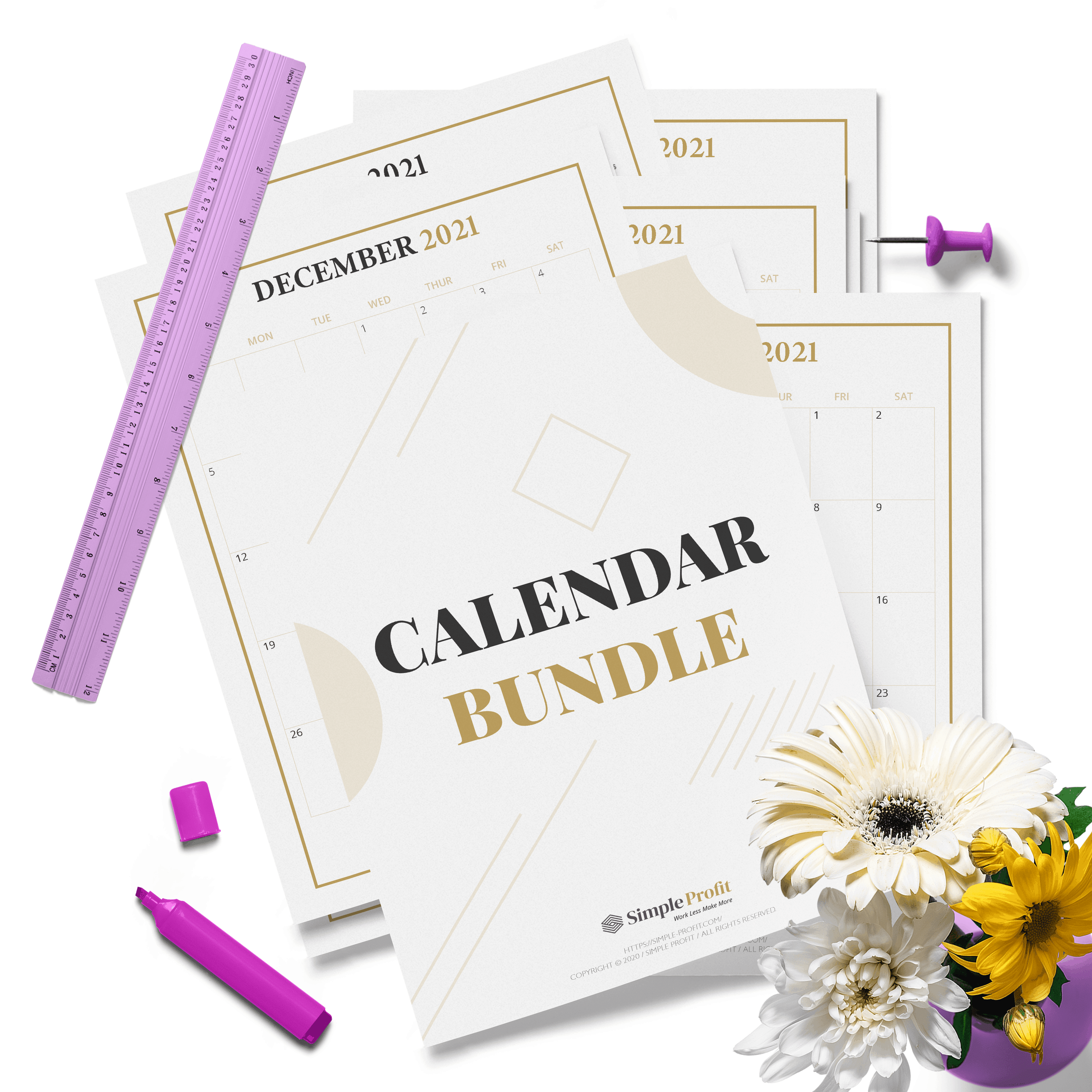 Free 2021 Calendar Printable Bundle: Monthly And Year At A ...
