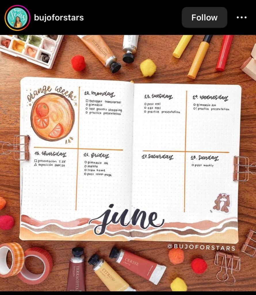 weekly bullet journal spreads