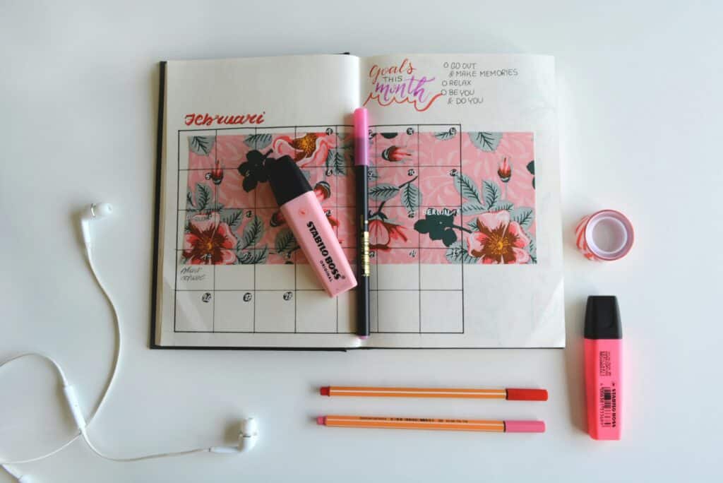 bullet journal calendar ideas
