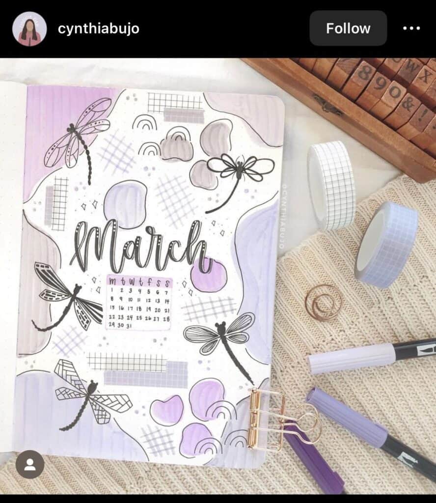 bullet journal cover ideas with dragonflies