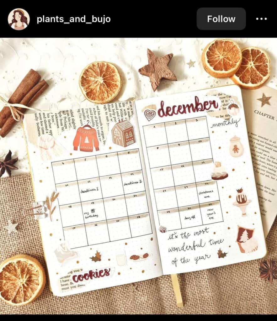 december winter wonderland bullet journal spread