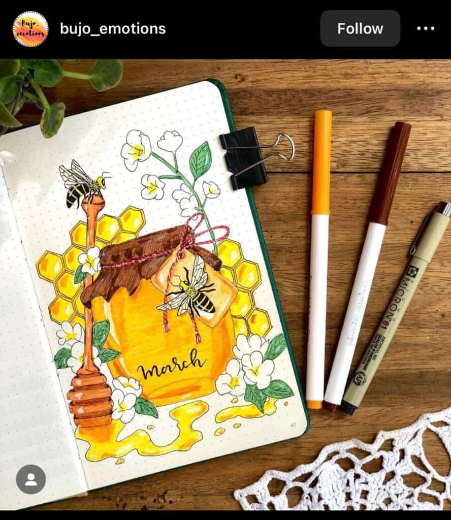 honey-inspired bullet journal cover ideas