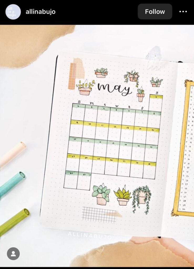 may bullet journal monthly spread