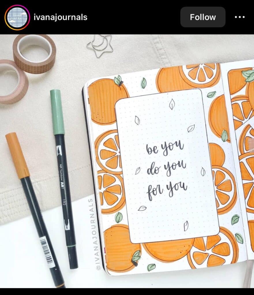 orange themed bullet journal cover page