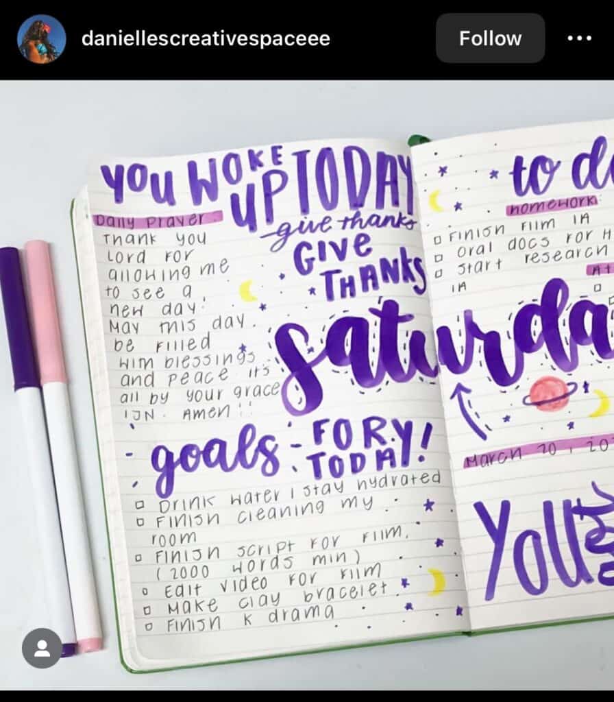 purple inspiring bullet journal spread ideas