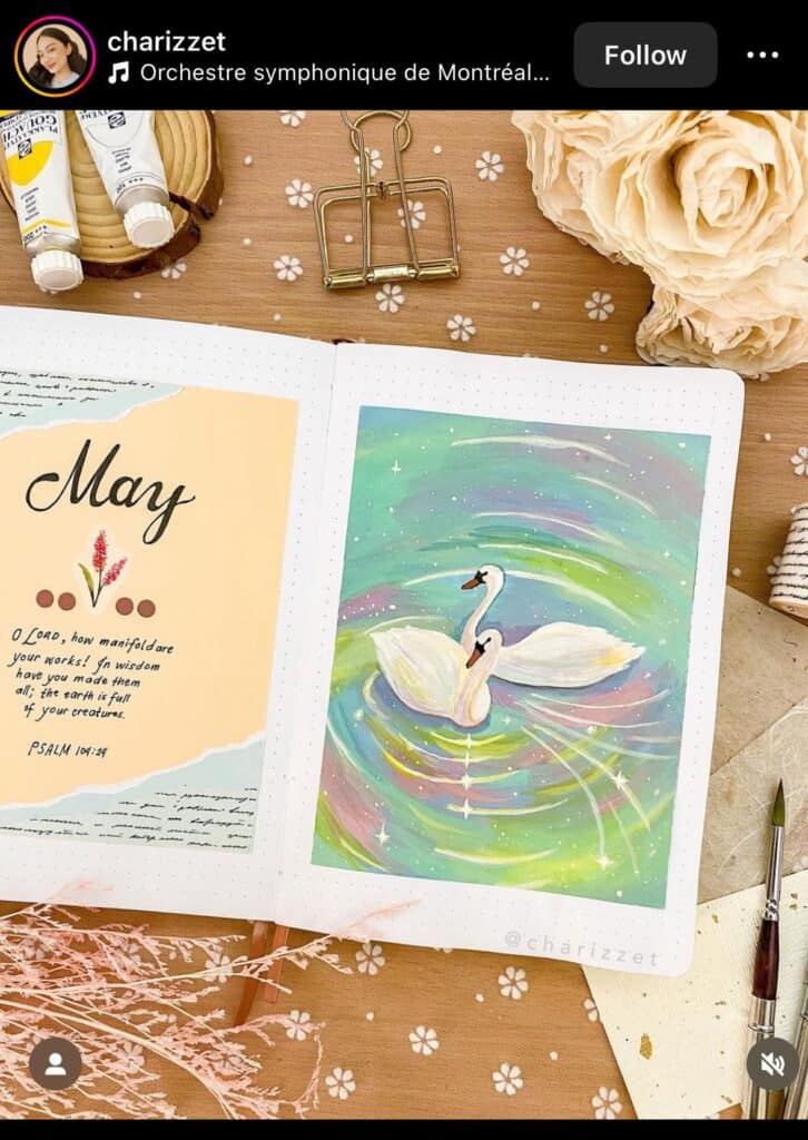 swan inspired bullet journal cover ideas