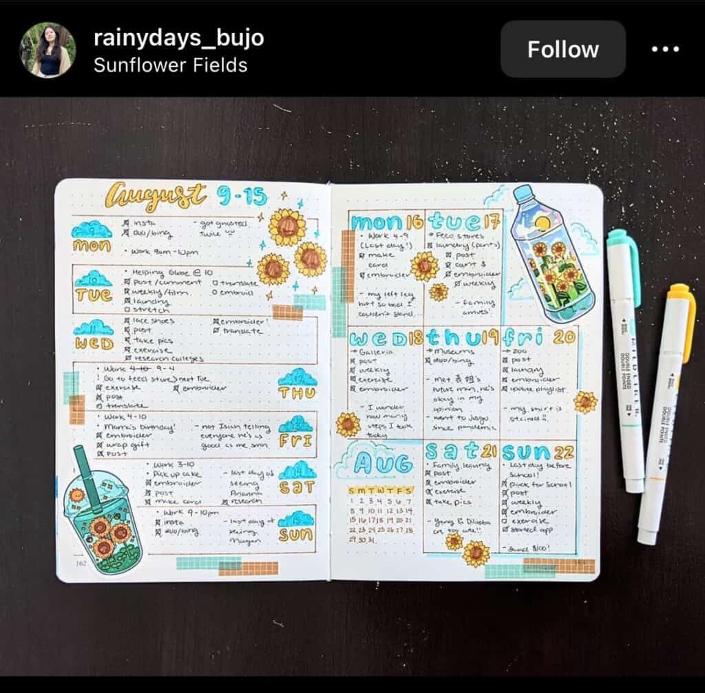 blue and orange weekly tracker