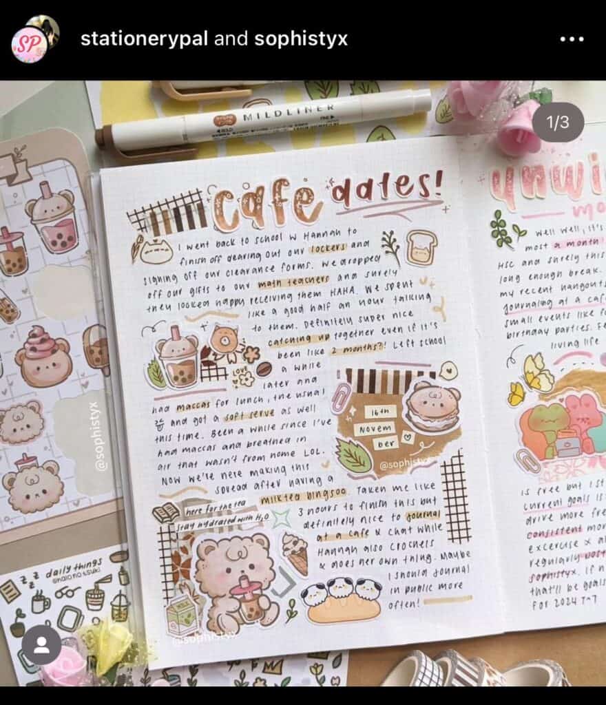 bullet journal diary entry