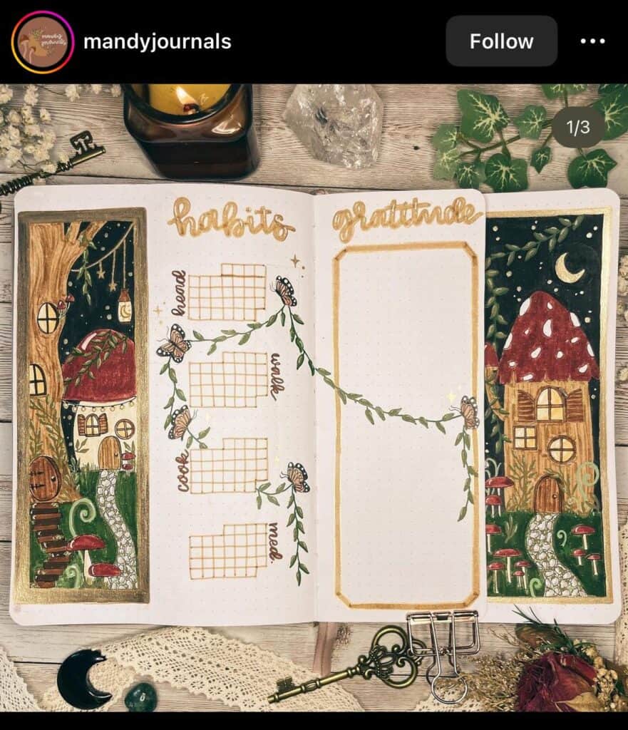 bullet journal habit and gratitude tracker