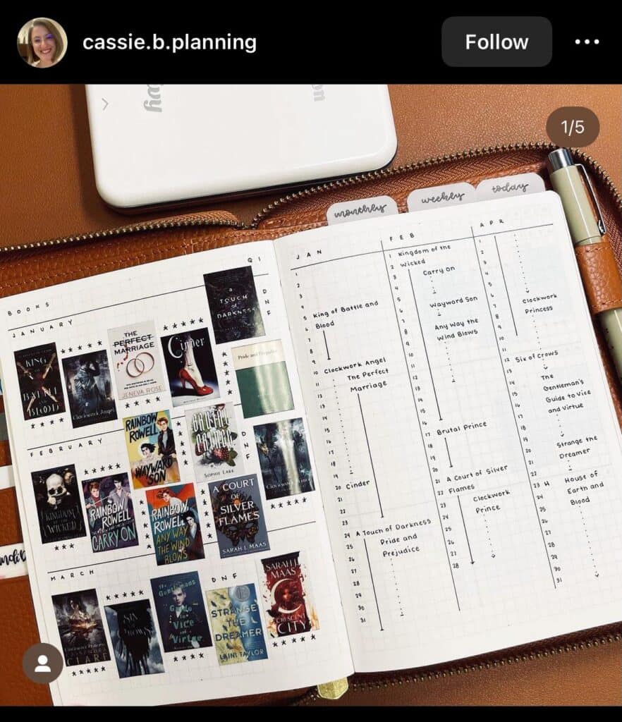 bullet journal minimalist book tracker