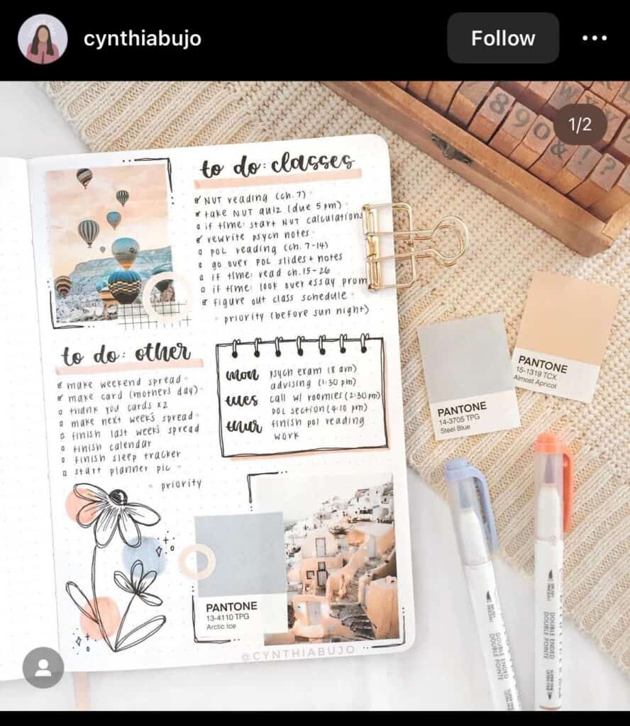 bullet journal page with a to-do list