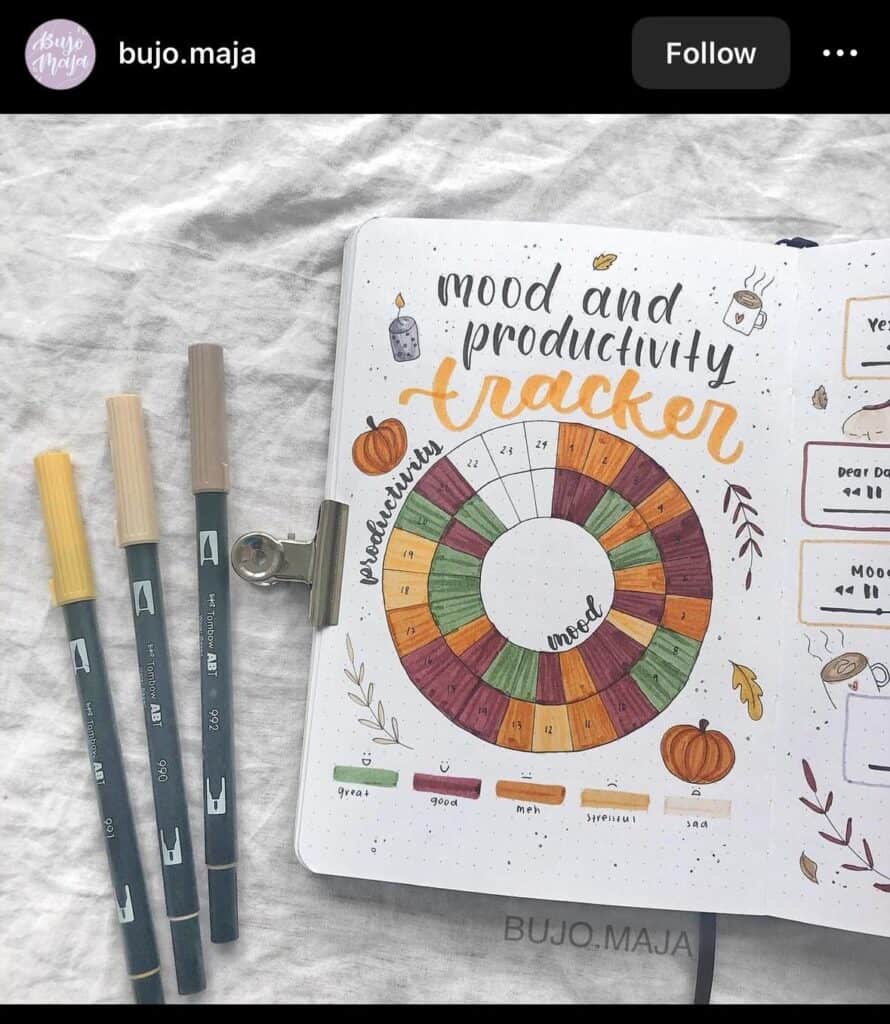 colorful bullet journal tracker