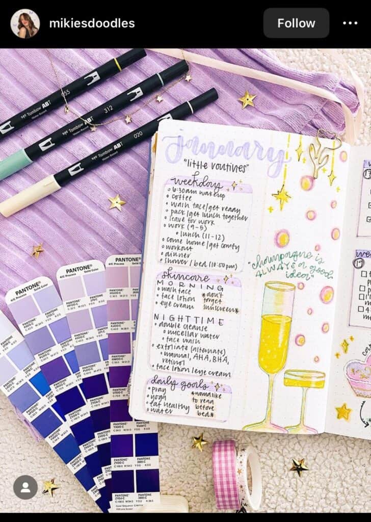 january bullet journal spread