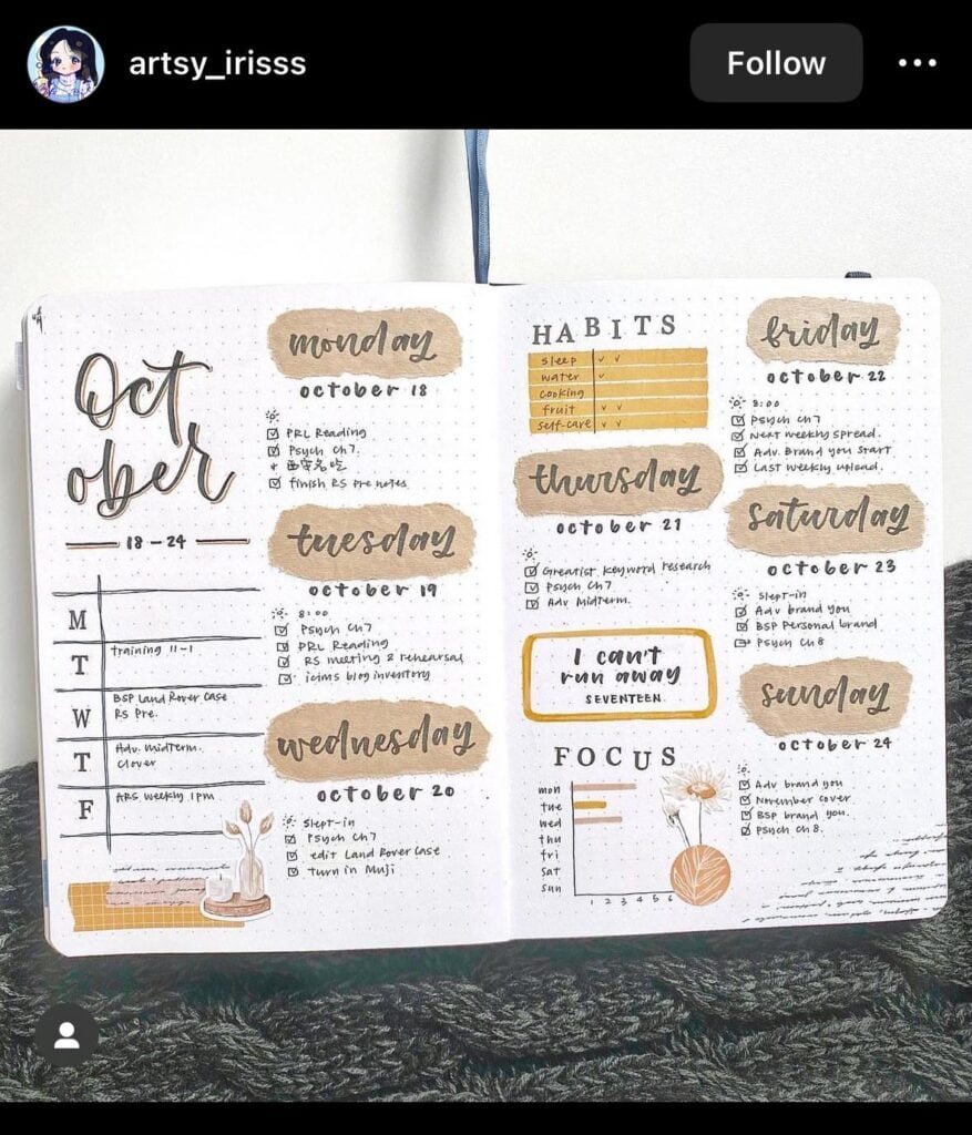october weekly tracker