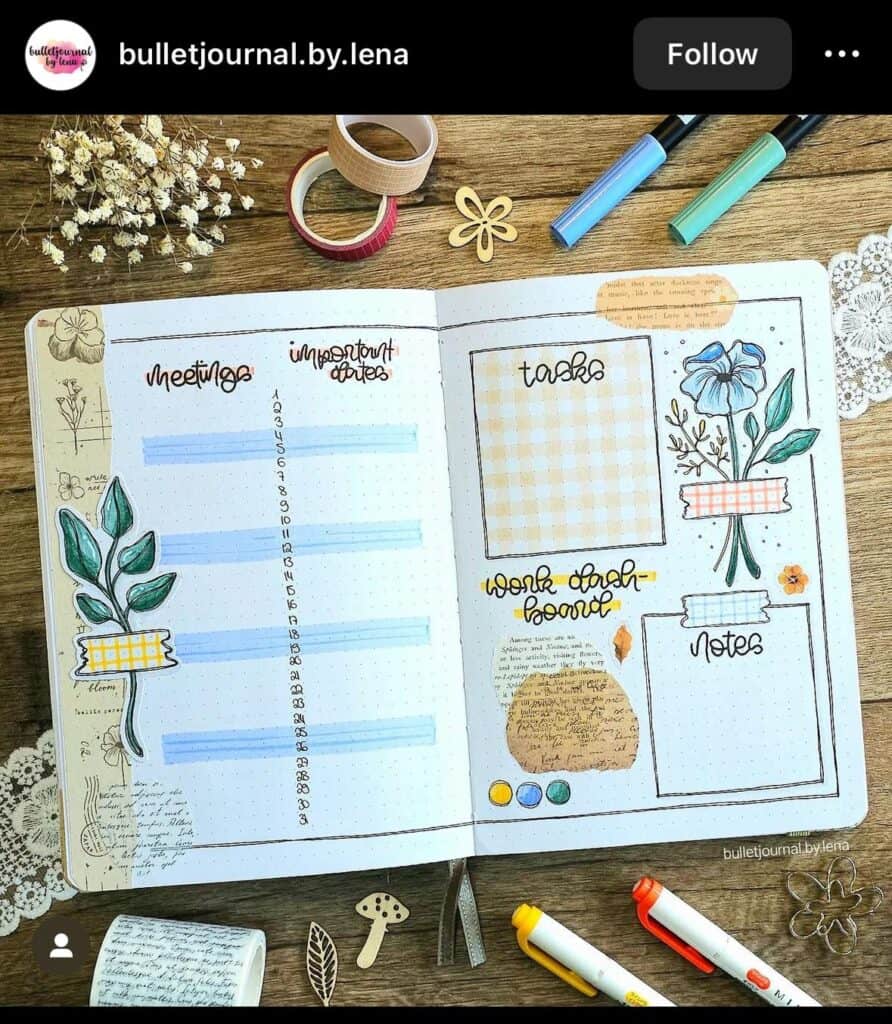 plant-themed bullet journal spread