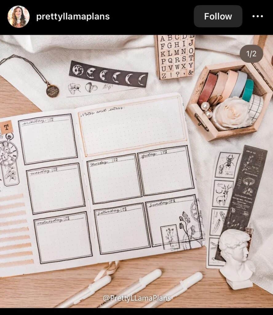 weekly bullet journal minimalist spread