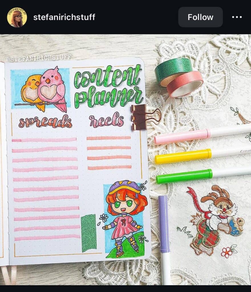 bullet journal content planner