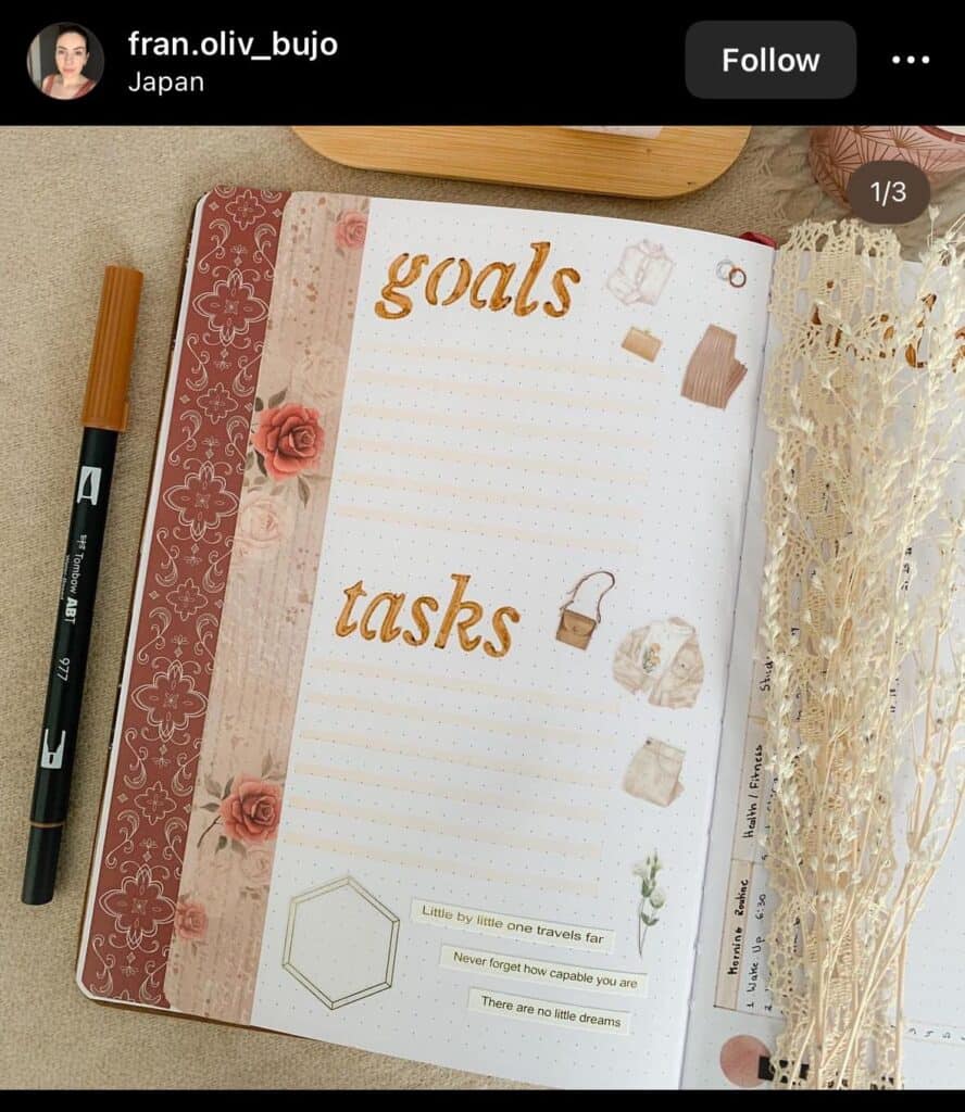 bullet journal goal and task tracker