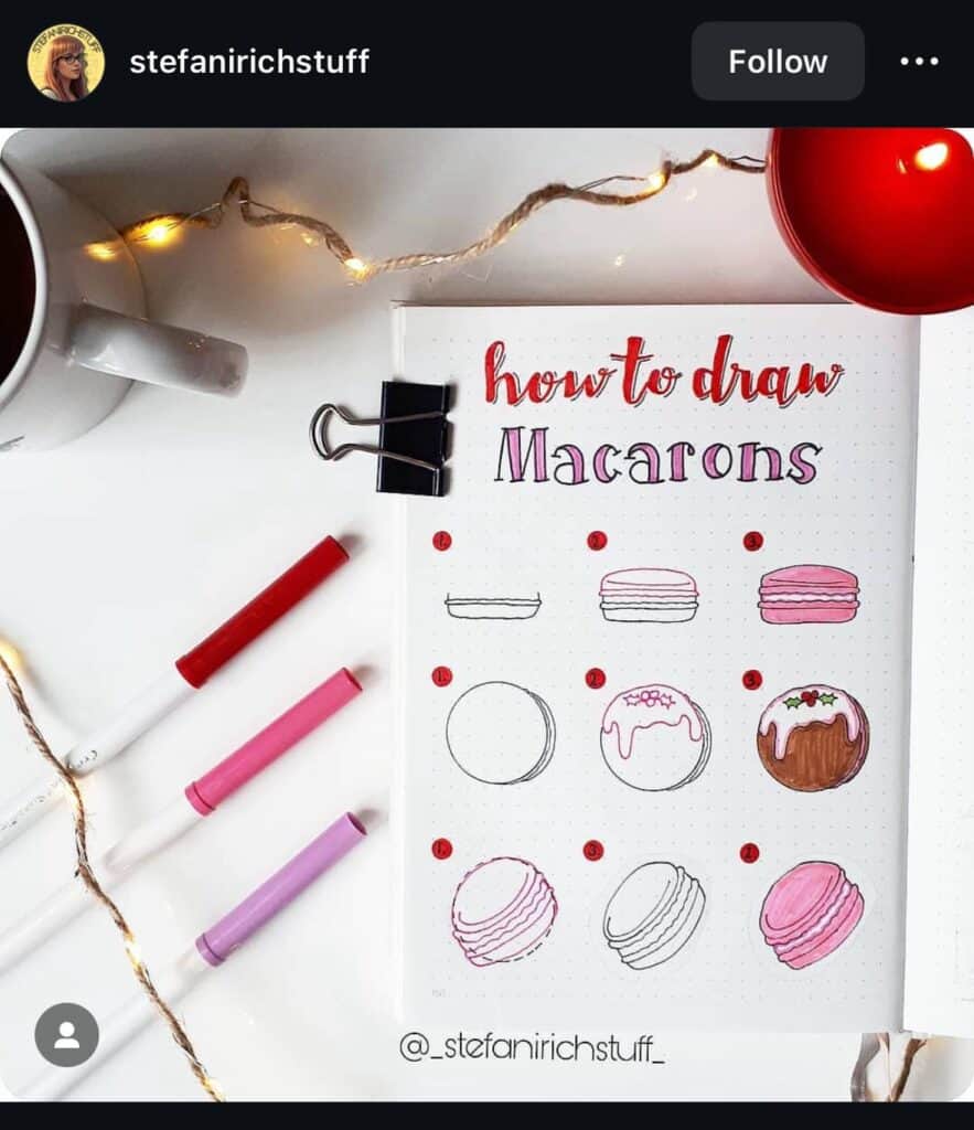 drawing macarons inspiring bullet journal page