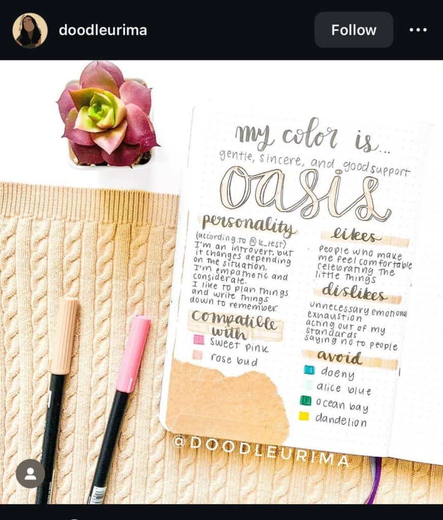 inspiring bullet journal page