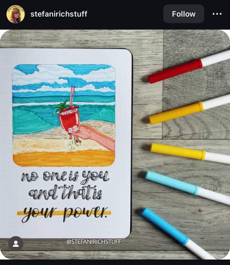 inspiring bullet journal quote page