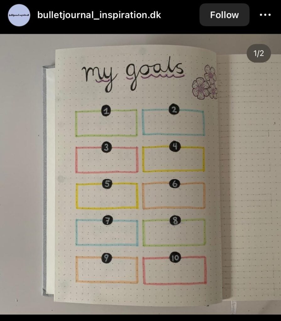 minimalist bullet journal goal tracker