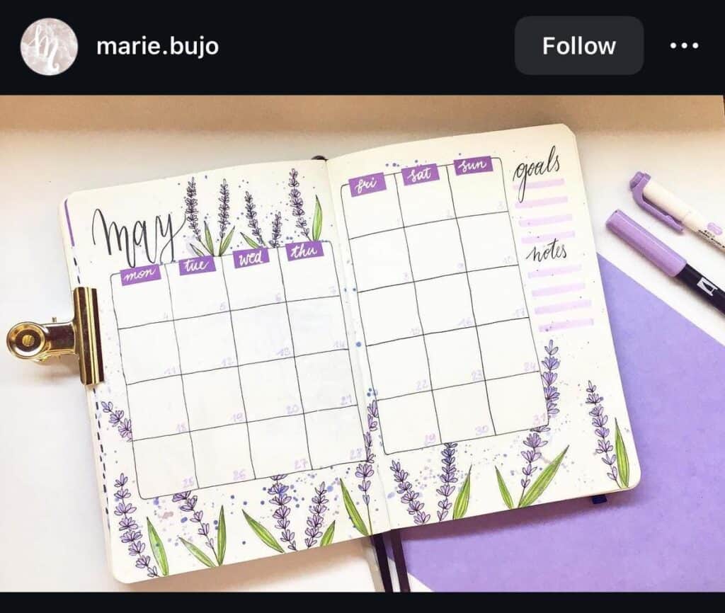 purple monthly page